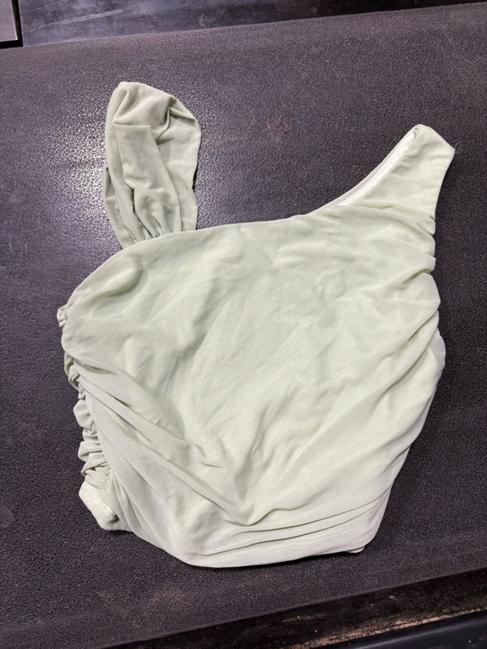 SHEIN Light Sage One-Shoulder Crop Top